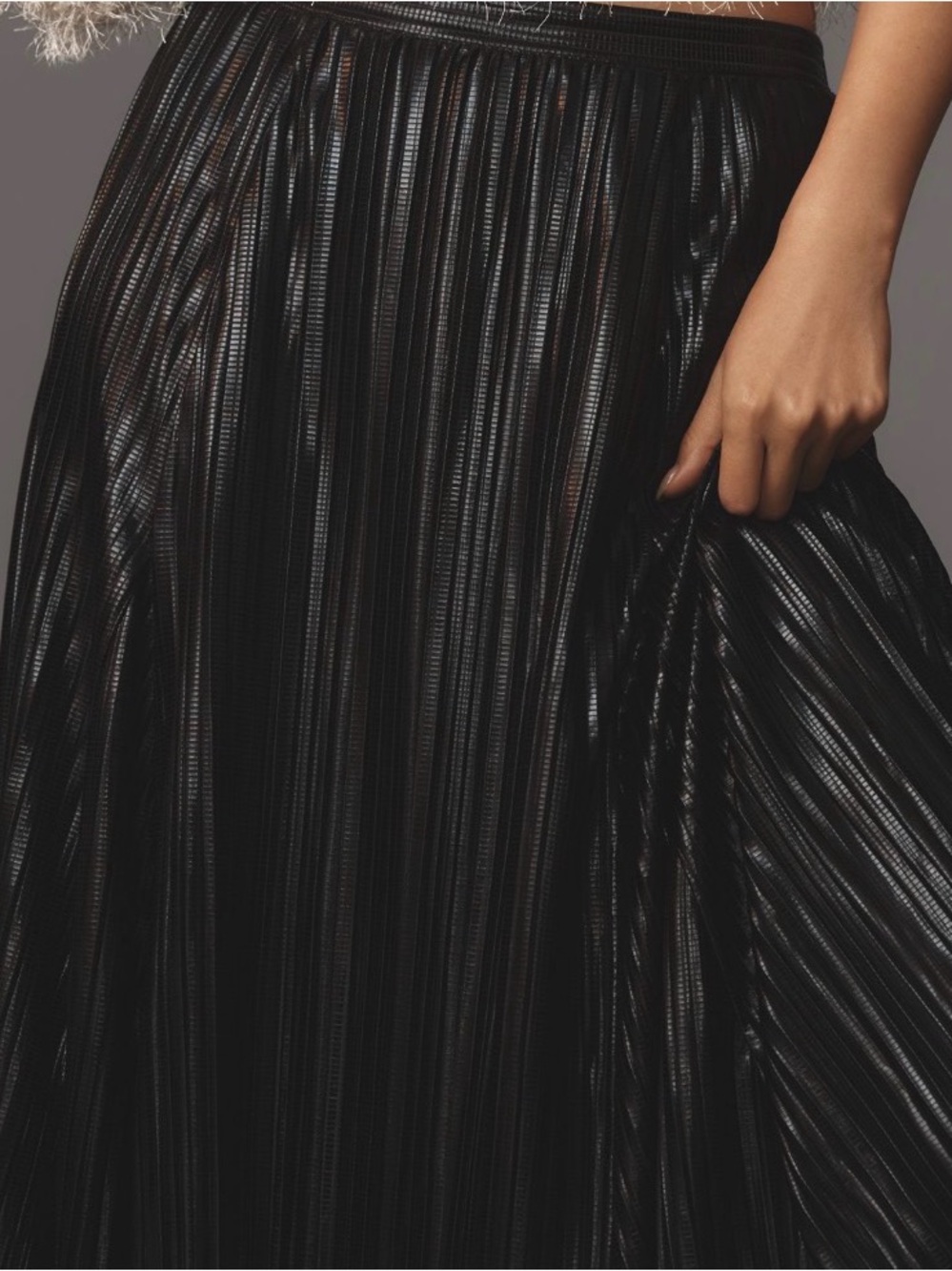 Anthropologie Metallic Pleated Midi Skirt - Picture 4 of 10